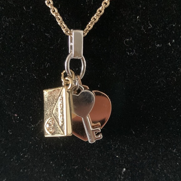 Coach Gold Heart, Key Charms Necklace, EUC - Picture 2 of 5